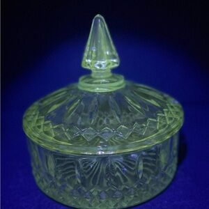 Ornate Blue Tinted Bowl with Cover